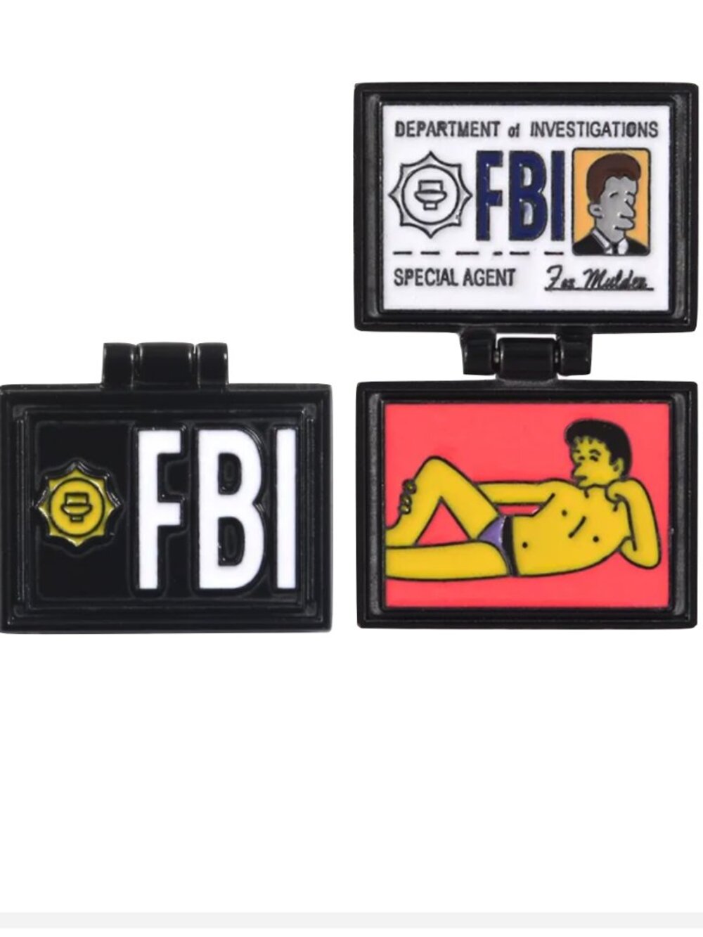 X-FILES FBI ID BADGE HINGED FLIP TOP OIL DRIPPED ENAMEL PIN LAPEL PIN BROOCH NWT